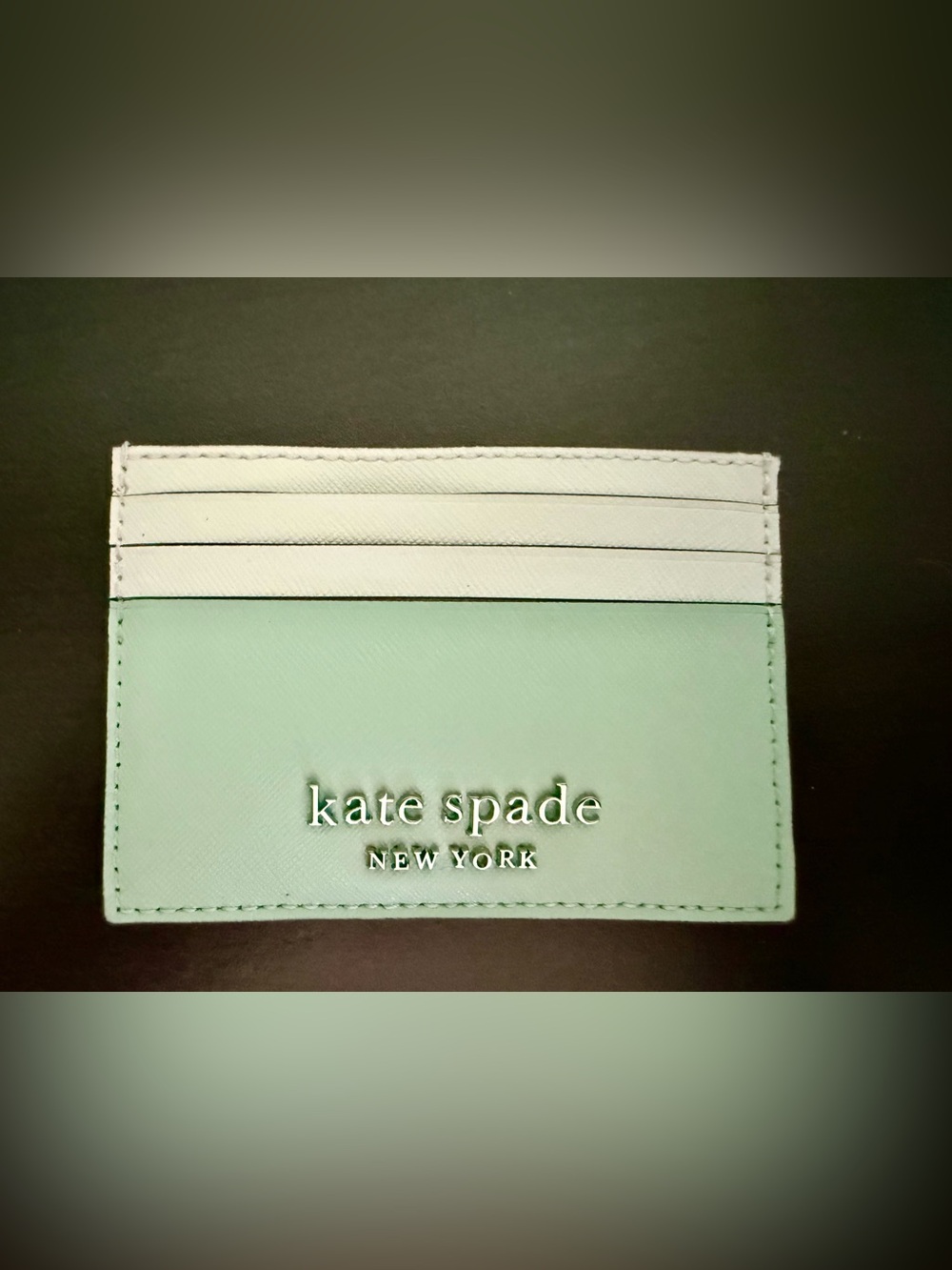 *NEW* Kate Spade Mint/White Leather Card Holder - Exclusive color